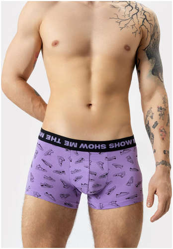 Мужские трусы-боксеры в фиолетовом цвете с рисунком в виде Mark Formelle / 103168343
