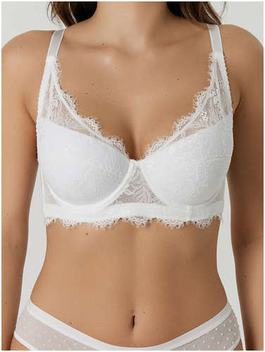 Бюстгальтер женский белый с кружевом Mark Formelle 103239533