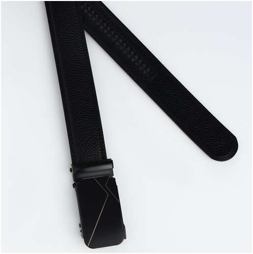 Ремень мужской, ширина 3,5 см, пряжка автомат, цвет черный / 103202245 - вид 2