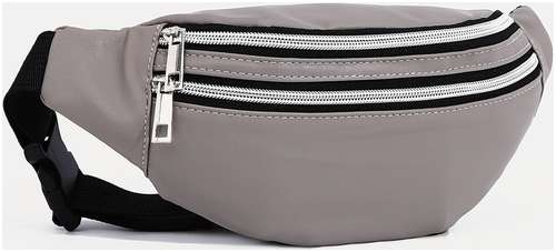Поясная сумка на молнии, наружный карман, цвет серый / 103150442 - вид 2