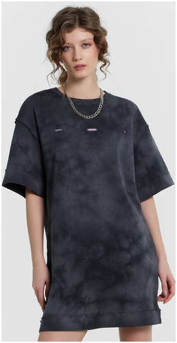 Платье женское серое с эффектом фаст-дай и надписью Mark Formelle 103219036