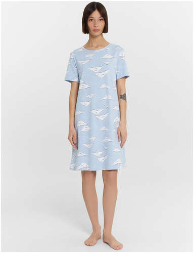 Сорочка ночная женская голубая с принтом Mark Formelle 103240004