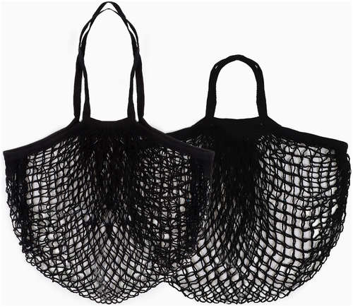 Набор 2 шт: сумка-авоська хозяйственная, клетка 1.5 см, черная TAKE IT EASY 103230640