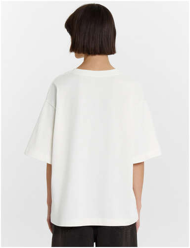 Футболка женская молочная с вышитой надписью на груди Mark Formelle / 103240106 - вид 2