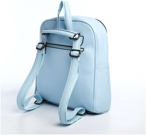 Рюкзак женский из искусственной кожи на молнии, 2 кармана, цвет голубой / 103152873 - вид 2