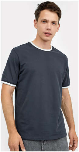 Хлопковая футболка графитового цвета из полотна пике Mark Formelle 103168623