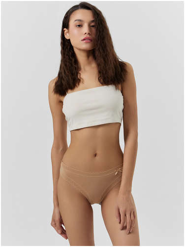 Трусы стринги женские бежевые с кружевом Mark Formelle 103227909