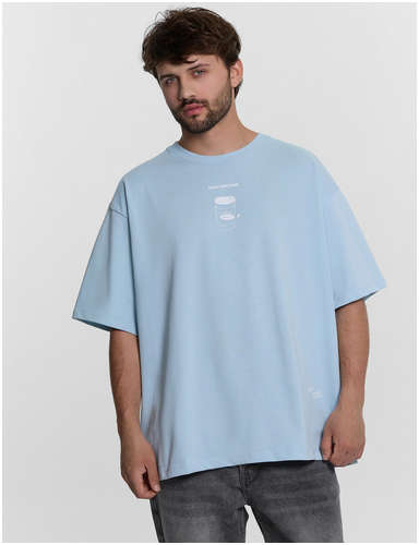 Футболка мужская голубая с принтом и надписью Mark Formelle / 103238793 - вид 2