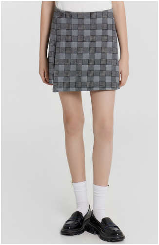 Шорты юбка для девочек серые в клетку Mark Formelle / 103236312 - вид 2