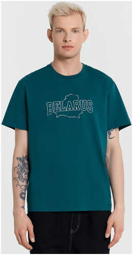 Футболка мужская синяя с принтом Mark Formelle 103241370