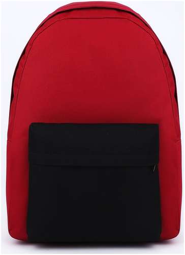 Рюкзак текстильный с цветным карманом, 30х39х12 см, бордовый/черный NAZAMOK / 103134559 - вид 2