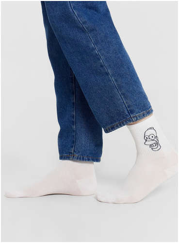 Носки мужские белые с узором в виде гомера симпсона Mark Formelle 103236016