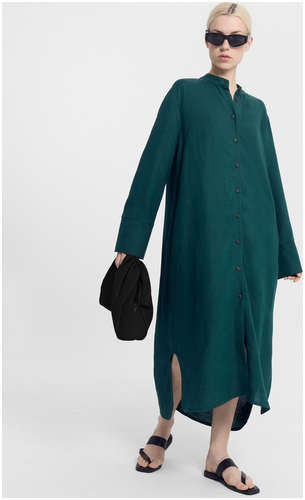 Платье женское в изумрудно-зеленом цвете изо льна и вискозы Mark Formelle 103184988