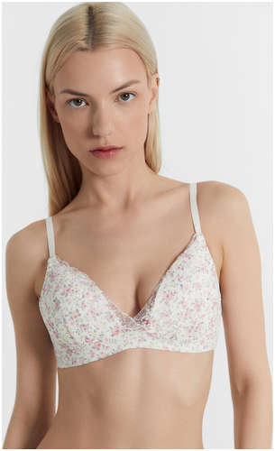 Бюстгальтер женский молочно-бежевый с цветочками Mark Formelle / 103191586 - вид 2