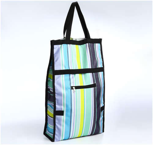 Сумка хозяйственная складная на липучке, 2 колеса, наружный карман, цвет разноцветный 103231145