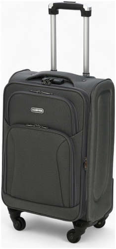 Чемодан на колесах маленький 45 л (s), на молнии, с увеличением, кодовый замок, 4 колеса, серый 103242060