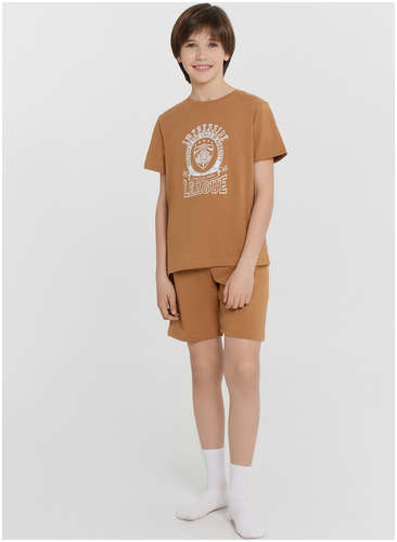 Комплект домашний для мальчиков коричневый с принтом Mark Formelle 103239750