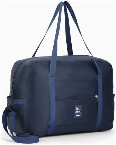 Сумка дорожная на молнии, 3 наружных кармана, держатель для чемодана, длинный ремень, синяя / 103221864 - вид 2