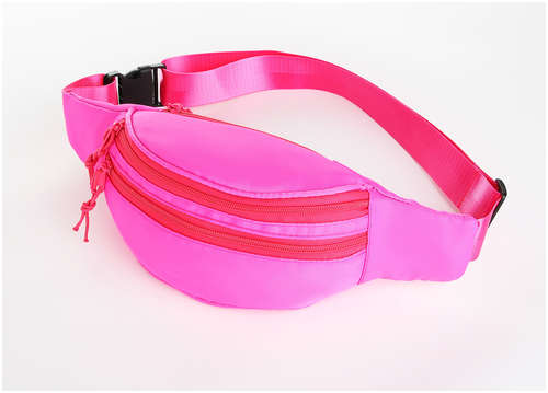 Поясная сумка на молнии, 2 кармана, цвет розовый / 103178092