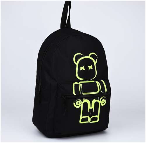 Рюкзак молодежный teddy, 29х12х37, отд на молнии, н/карман, черный NAZAMOK / 103150030 - вид 2