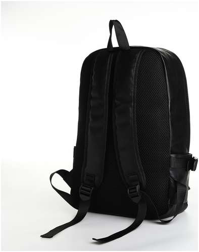 Рюкзак городской из искусственной кожи на молнии, 5 карманов, цвет черный / 103171311 - вид 2