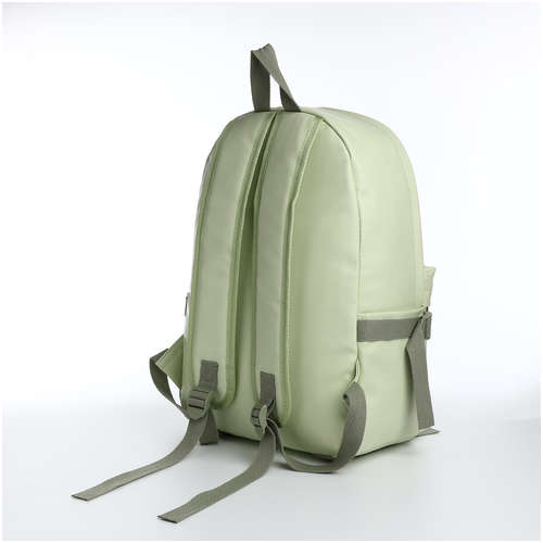 Рюкзак молодежный на молнии, 3 кармана, цвет зеленый / 103179286 - вид 2