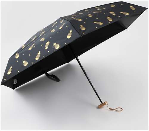 Зонт женский механический, 6 спиц, цвет черный. 103133001