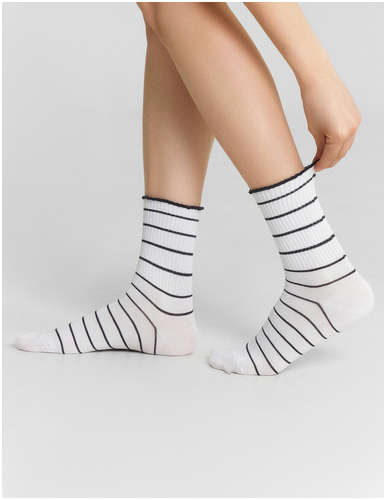 Носки женские высокие белые в полоску Mark Formelle 103236163