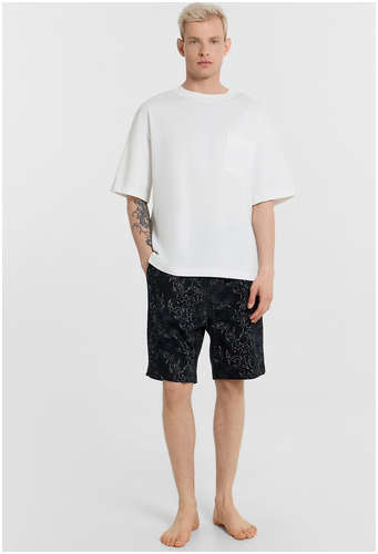 Шорты домашние мужские черные с принтом Mark Formelle 103241135