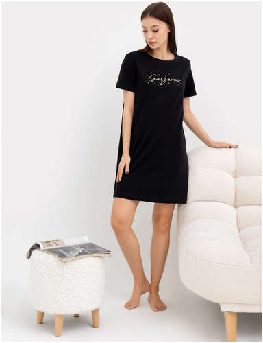 Сорочка ночная женская черная с печатью Mark Formelle / 103167566