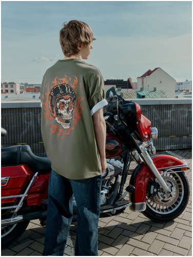 Футболка мужская хаки с принтом и надписью Mark Formelle 103233442