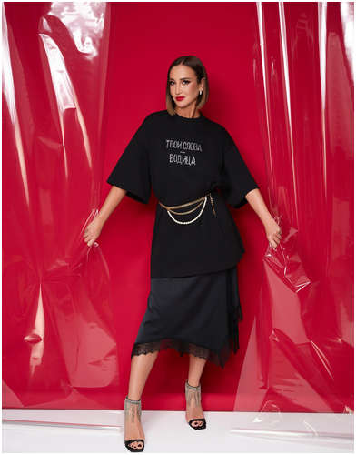 Юбка mark formelle x ольга бузова черная с кружевными деталями 103235863