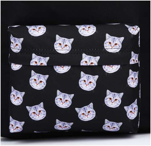 Рюкзак текстильный коты, с карманом, цвет черный NAZAMOK / 103150167 - вид 2