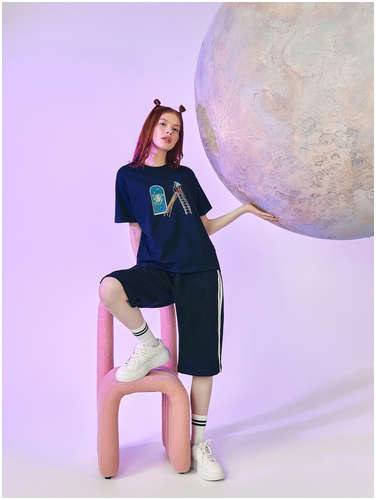 Футболка женская черная с принтом из коллекции Mark Formelle / 103228213 - вид 2