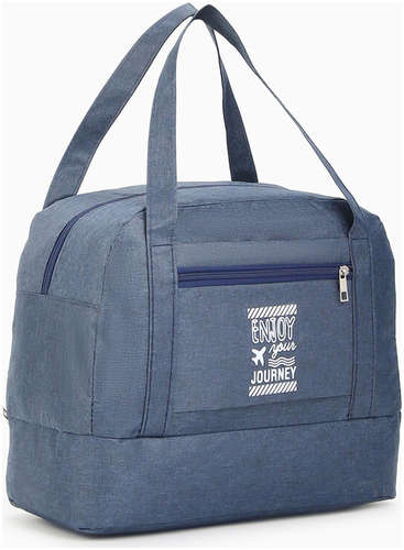 Сумка дорожная на молнии, отдел для обуви, наружный карман, держатель для чемодана, синяя / 103221910 - вид 2