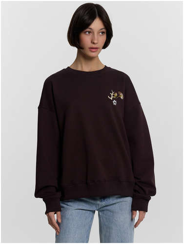 Свитшот женский коричневый с принтом Mark Formelle / 103238654 - вид 2