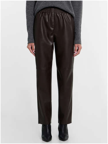 Брюки женские кожаные темно-коричневые Mark Formelle / 103217183 - вид 2