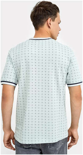 Хлопковая футболка мятного цвета с геометрическими фигурами Mark Formelle / 103168628 - вид 2