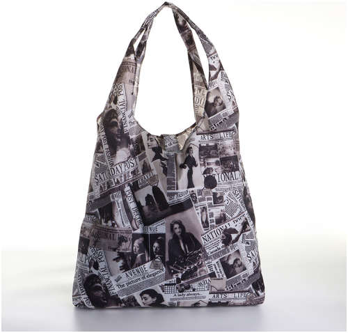 Сумка хозяйственная на кнопке, складная, цвет черный / 103239774 - вид 2