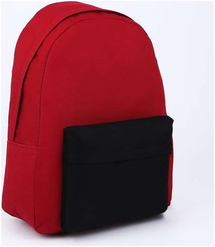 Рюкзак школьный текстильный с цветным карманом, 30х39х12 см, цвет бордовый/черный NAZAMOK 103134559