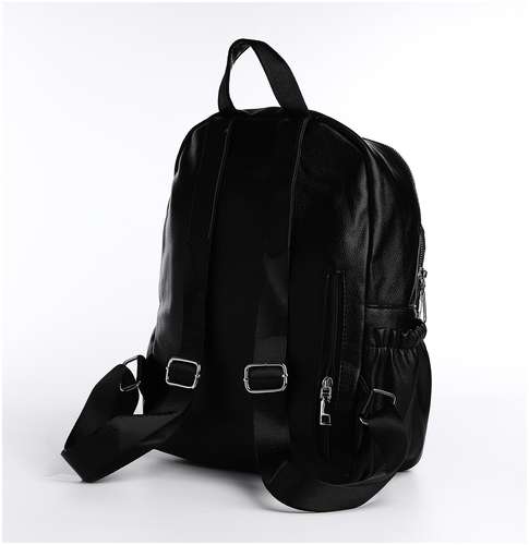Рюкзак женский из искусственной кожи на молнии, 6 наружных карманов, цвет черный / 103153904 - вид 2