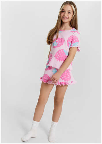 Комплект домашний для девочек розовый с принтом Mark Formelle 103235717