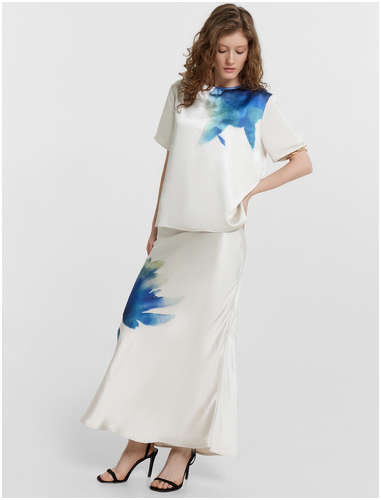 Юбка женская кремовая с принтом Mark Formelle / 103232871 - вид 2