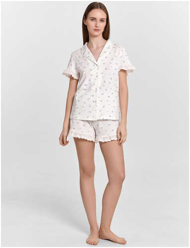 Комплект домашний женский белый с цветочным принтом Mark Formelle / 103229643 - вид 2
