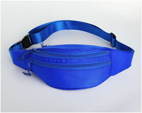 Поясная сумка на молнии, 2 кармана, цвет синий / 103178101 - вид 2