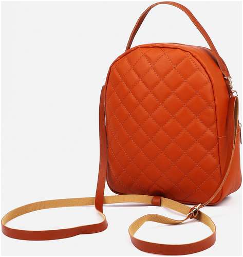 Мини-рюкзак из искусственной кожи на молнии, 1 карман, цвет рыжий / 103128037 - вид 2