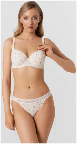 Бюстгальтер женский кремовый с цветочным принтом Mark Formelle / 103226204 - вид 2