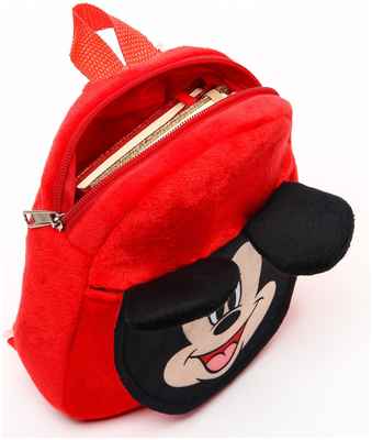 Рюкзак плюшевый, на молнии, с карманом, 19х22 см, микки маус Disney / 10346285 - вид 2