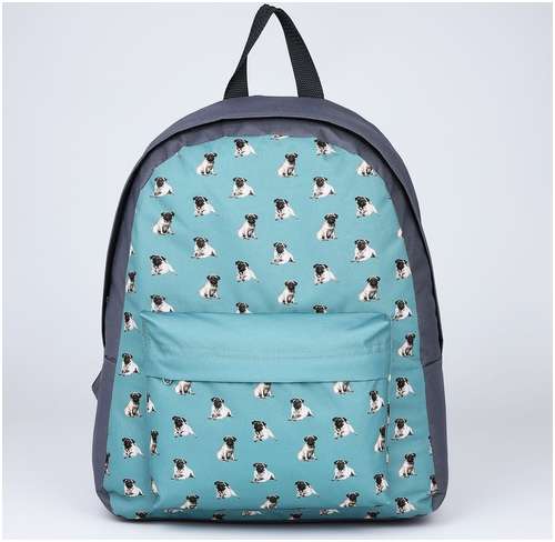 Рюкзак текстильный мопсы, с карманом, цвет серый NAZAMOK 103150168