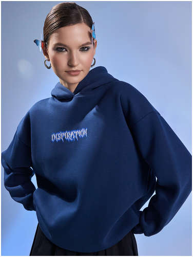 Худи женское синее с принтом Mark Formelle 103218990